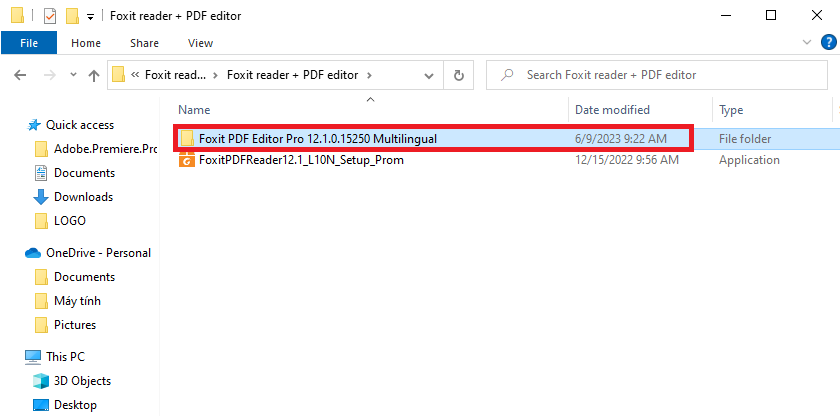 Sau khi tải file xuống, giải nén file và mở thư mục Foxit Reader Editor.